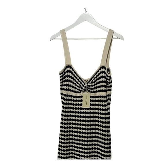 RAMY BROOK WOMENS MEDIUM JESSA KNIT STRIPE SWEATER MIDI DRESS BLACK IVORY NEW - Picture 7 of 14